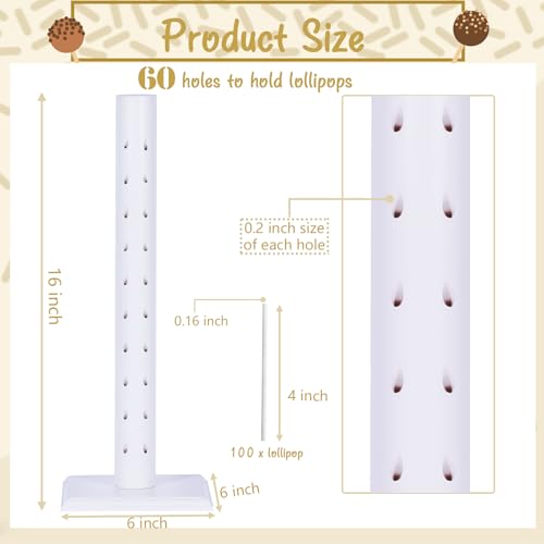 2Pcs Cake Pop Stand, 60 Hole Wooden Lollipop Holder for Birthday - size: 2Pcs