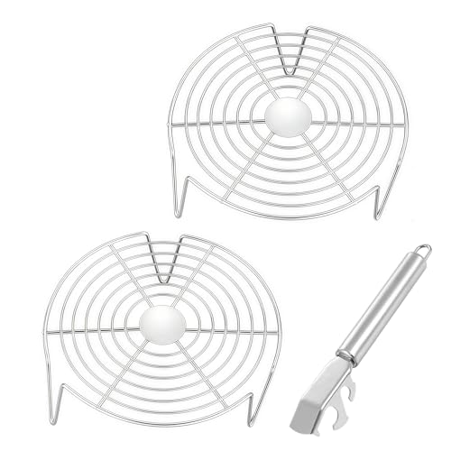 2Pcs Round Steamer Rack and Cooling Rack, Stainless Steel Steamer Rack, Steaming Baking Rack,For various cookware (+Anti scald clip tool, 7 * 18cm) - size: 7*18cm