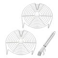 2Pcs Round Steamer Rack and Cooling Rack, Stainless Steel Steamer Rack, Steaming Baking Rack,For various cookware (+Anti scald clip tool, 7 * 18cm) - size: 7*18cm