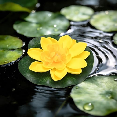 M METERXITY 1-Set Foam Lotus Flower 4 inch for Garden, Yellow - color: Yellow, size: 3.9 Inch