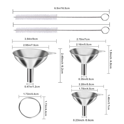 Stainless Steel Funnel Set, 3 Small Funnels for Kitchen Use Filling Bottles