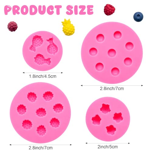 Fumwase 4PCS Mini 3D Fruit Fondant Silicone Molds