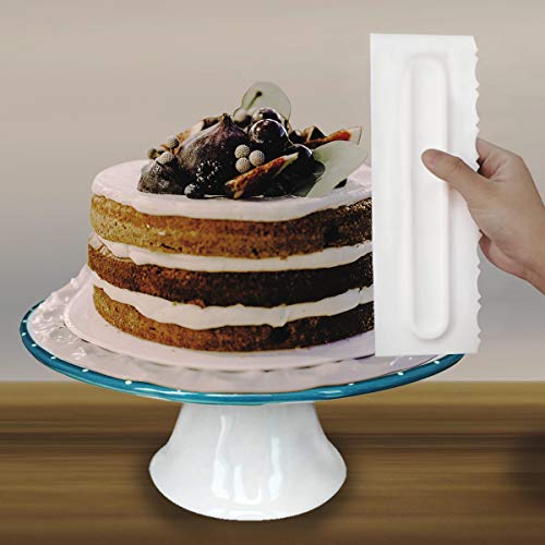 Cake Scraper Set Decorating Comb and Icing Smoother Tool Mousse Butter Cream Cake Edge DIY Tool Plastic Sawtooth Cake Scraper Icing Smoother Comb Set Kitchen Baking Tools Christmas Gift (4 Pack) - color: White