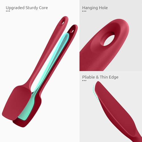 U-Taste Silicone Spoon Spatula Set of 3, 600°F High Heat Resistant, Red - color: Red