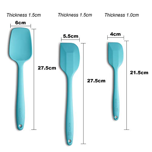 3-Piece Silicone Spatula Set, 600°F Heat Resistant, Light Blue - color: E-Light Blue