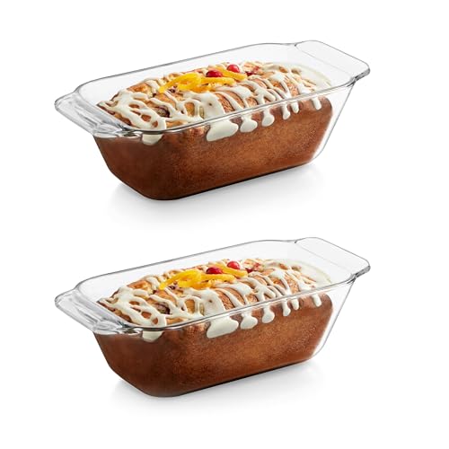 Libbey Baker’s Premium 2-Piece Glass Bread Loaf Pan Baking Dish Set, Space-Saving Glass Bakeware set for Bread, Loaf, and Pound Cakes - color: Premium - 2pc Loaf Set