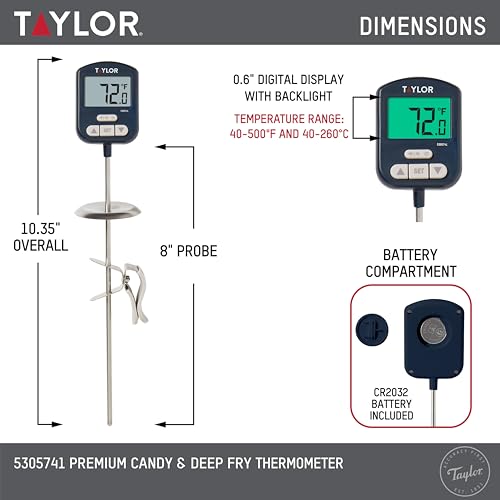 Taylor Digital Programmable Candy and Deep Fry Thermometer - color: Navy