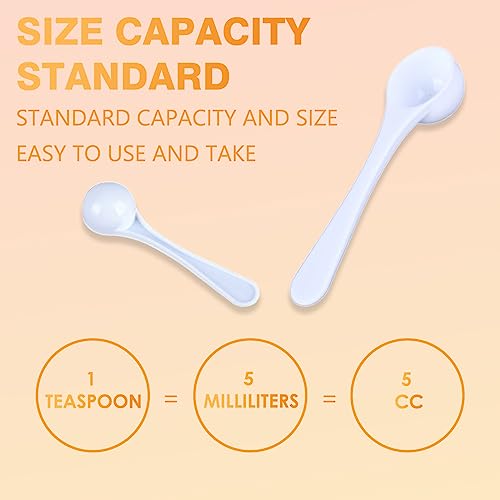 10Pack Teaspoon Measuring Spoons - Bulk Plastic Scoops for Coffee, Spice Jars - Accurate Measure for Cooking and Baking - 5 ml Capacity - color: 10 PACK
