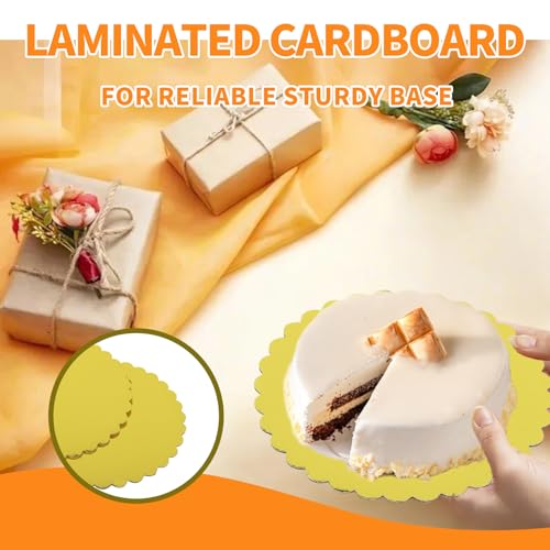 120 Pack 6 Inch Disposable Gold Round Cake Boards