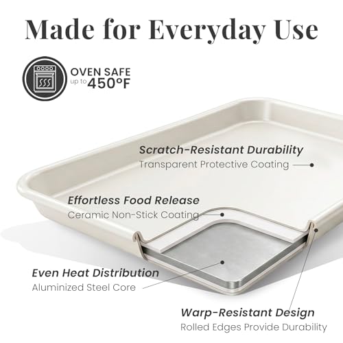 Larder & Vine 8-Piece Stackable Bakeware Set, Ceramic-Coated Nonstick Baking Pan Set, Non-Toxic, with Baking Sheets, Muffin Pan, Loaf Pan & Cake Pans, French Gray - color: French Gray