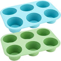 6 Cups Silicone Mini Muffin Pan Set, Nonstick Mini Cupcake Pans, 2pcs BPA Free Small Muffin Tin for Baking - color: Set of 2--6 Cups (Blue+Green)