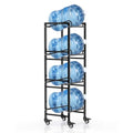 5 Gallon Water Jug Holder with 4 Locking Casters, 4-Tiers Water Jug Stand - size: 4 Tier-Single Row