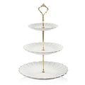 Sweejar 3 Tier Ceramic Cake Stand Wedding, Dessert Cupcake Stand for Tea Party Serving Platter (White) - color: White