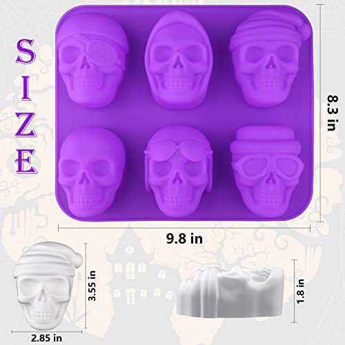 Sakolla Large Skull Cake Pan Silicone Mold, 2 Pack 6 Cavity Halloween Skull Cakelet Chocolate Molds Candy Pizza Baking Molds Handmade Soap Tray - size: Skull Shape Cake Molds/2 Pcs
