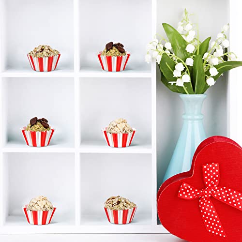 Pinkunn 600 Count Mini Cupcake Liners Bulk Red White Striped Carnival Decor