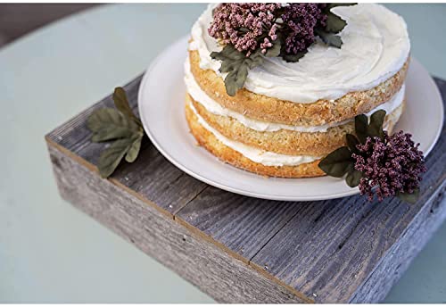 BARNWOODUSA Wood Cake Stand 12 3/4" x 12 3/4" Weathered Gray Rustic Wooden - color: Natural Weathered Gray, size: 9" x 9" x 12"