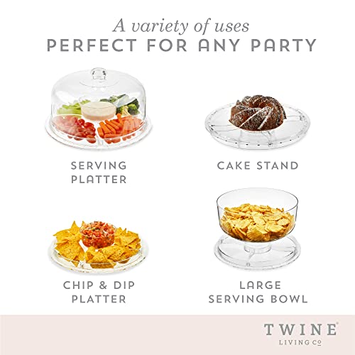 Twine Multi-Functional Acrylic Server with Bundt Cake Mold, Dessert Serving Platter Set, Cake Pan, Cake Stand, Clear Acrylic, Silicone, 4-Piece Set - color: Clear Acrylic and Silicone