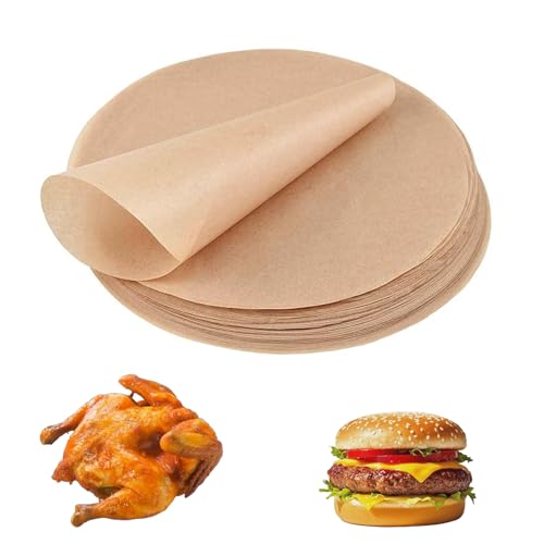 WMDDIAN100 Pack 10" Round Parchment Paper Sheets - Non-Stick Baking Liners for Air Fryer, Oven & BBQ - Heat Resistant, Disposable, Unbleached for Pizza, Cake, Pan