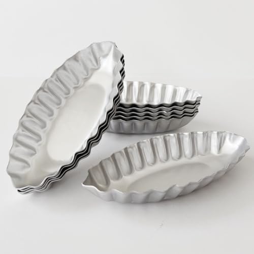 Tiny Tart Pan Boat Shape, 10PCS Fluted Edge Flower Tartlet Molds
