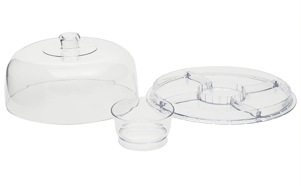 Extra Large (12") 6 in 1 Acrylic Cake Stand with Dome Lid Multifunctional