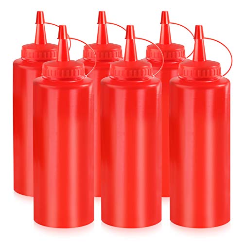 New Star Foodservice Squeeze Bottle, 12 oz, Red, Pack of 6 - color: Red, size: 12 Ounces
