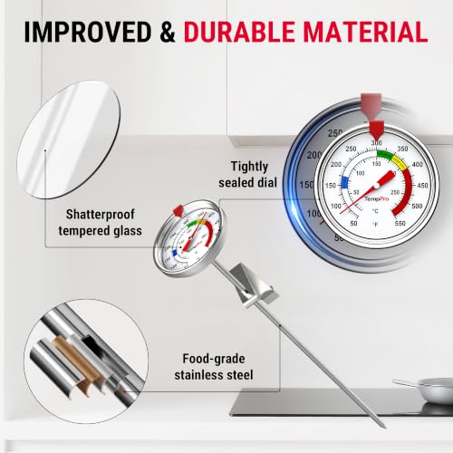 TempPro Candy Thermometer with Pot Clip, Oil Thermometer for Frying
