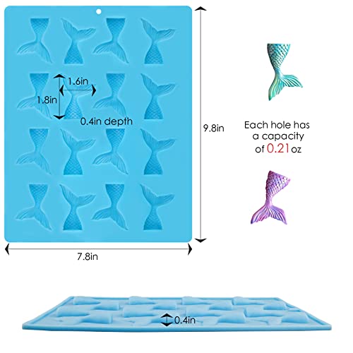 Sakolla 2 Pack Mermaid Tail Molds, Mermaid Molds for Chocolate, Cake Decoration Candy Cupcakes Resin Gummies (Blue) - color: Mermaid Tail 2 Pcs/Blue