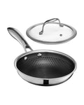 HexClad 7" Hybrid Nonstick Frying Pan with Lid, Dishwasher & Oven Safe - size: 7-inch, style: Pan + Lid