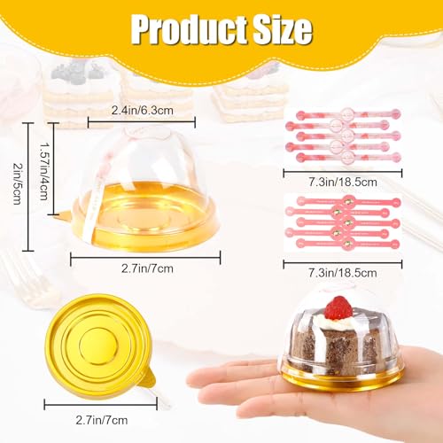 100Pcs Mini Cupcake Containers with Dome Lids and Stickers