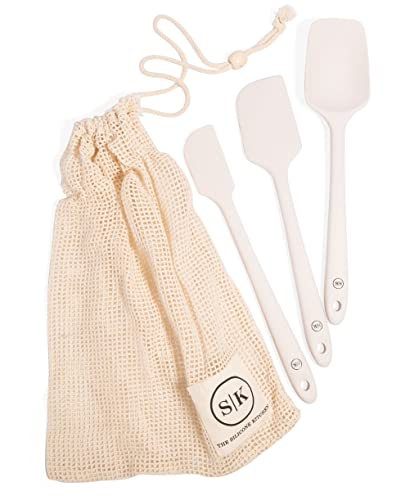 Improved Spatula, Skinny Spatula, Spoonula in Designer White, Silicone Spatula Set 3 Piece, Off-White