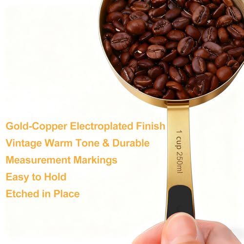 Bopei 10-Pcs Stainless Steel Measuring Cups & Spoons Set, Gold - color: Gold