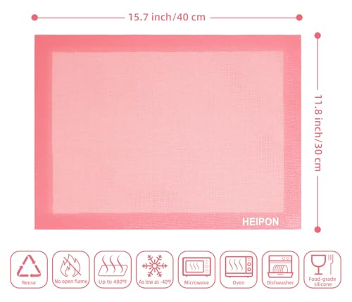 Pink Perforated Silicone Baking Mat,15.7"Lx11.8"W (Pink,2pcs)