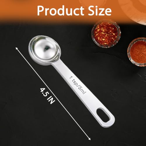 5PCS 1tsp(1/3tbsp, 5 ml) Measuring Spoon Teaspoons Stainless Steel Measure Spoons for Precise Cooking, Baking and Spices Measurement - size: 1tsp(1/3tbsp, 5 ml)