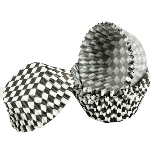 Black Checkered Cupcake Liners,100Pcs Baking Cups for Party Decorations