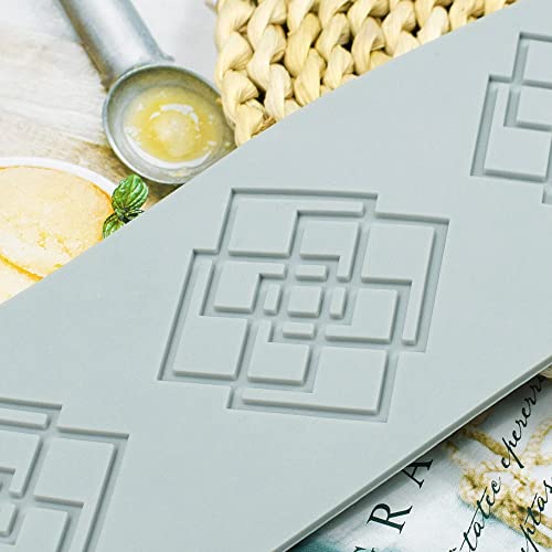 TUKE Silicone Mold 3D Multi Pattern Geometric Fondant Lace Pad Cake Mold, Mo Gray (C 8.92x3.08x0.12inch) - size: C_8.92x3.08x0.12inch