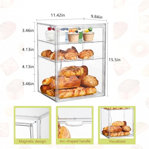 Bread Box for Kitchen Countertop, 4 Layers Pastry Display Case, 2 Pack - size: 4tier 2Pcs