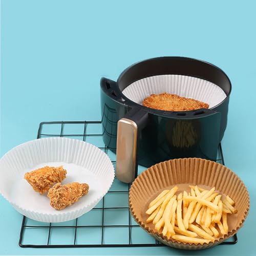 10 Inch Disposable Air Fryer Paper Liners:100 pcs Large Parchment Paper, Oilproof Non-Stick Food Grade Airfryer Liners for Baking Roasting, Microwave Safe - size: 10"
