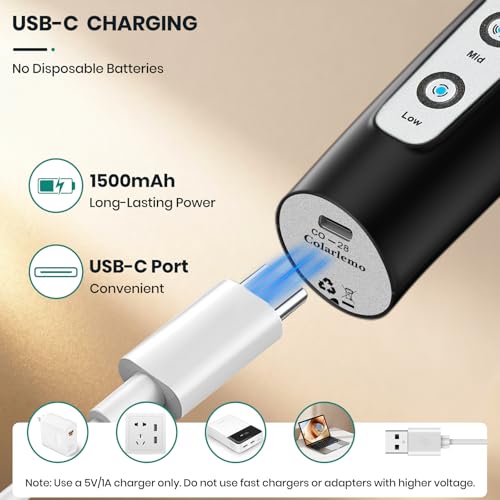 Colarlemo Milk Frother Handheld Rechargeable, Frother Wand Drink Mixer Electric Whisk for Coffee, Detachable With 3 Stainless Whisks, Hand Mixer for Lattes, Cappuccino, Matcha, Egg, No Stand,Black - color: Black, style: without stand