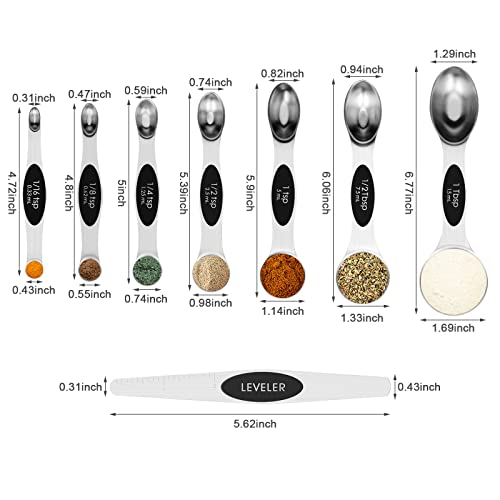 Aovchei 8 PCS Black Magnetic Measuring Spoons Set - size: 8pcs-black