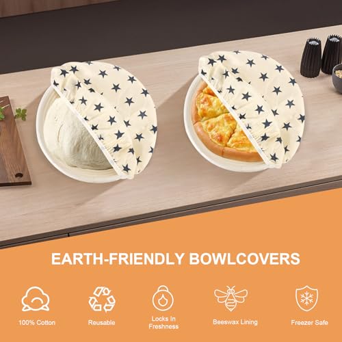 2Pcs 10inch Reusable Beeswax Elastic Bowl Covers for Bread Proofing - style: star