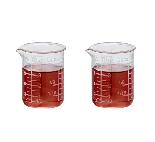 Ackers Etching Scale Measuring Glass V-Shaped Spout Made of High Borosilicate Glass Measuring for Kitchen or Restaurant, Easy to Read,60ML (2 Oz) 丨(2 Pack) - size: 60 ml (2 oz, 1/4 cup)