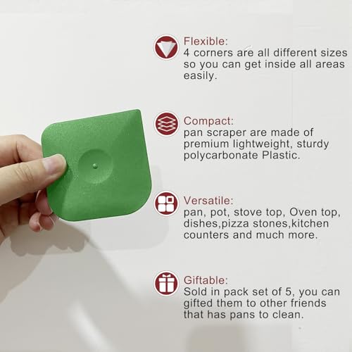 Herda Plastic Pan Dish Pot Food Kitchen Scraper Tool,Premium Food Scraper - color: Green, size: 3-Pack