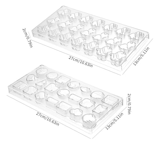 Pack of 2 Chocolate Candy Mold PC Polycarbonate Chocolate Making Mould with Scraper (Dinosaur+Multiple patterns) - color: Dinosaur+Multiple patterns
