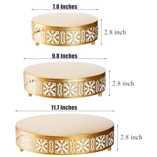 Coloch 3 Pieces Golden Cake Stand Set, 8/10/12 Inch Round Metal Dessert Display Stand Decorative Cake Holder Cupcake Pastry Candy Display Plate for Wedding, Party, Birthday, Event