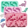 3Pcs Silicone Dinosaur Molds - Animal Silicone Muffin Tins - Chicken Nugget, Popsicle & Chocolate Candy Maker -Non-Stick, Suitable for Snacks, Parties, and Creative Cooking Dinosaur Molds（3 Colors） - color: Pink, green, purple