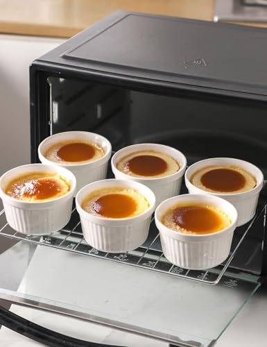 8 oz Ramekins Oven Safe Set of 6, Souffle Dish Baking Bowls, Custard Dessert Cups for Pudding Yogurt Ice Cream, Ceramic Ramiken Bowl, White - color: White