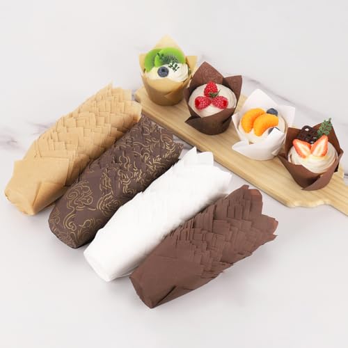 400pcs Tulip Cupcake Liners for Baking Cups Greaseproof Tulip Muffin Liners Premium Muffin Baking Cups Liners Holders for Party, Christmas, Weddings, Birthday