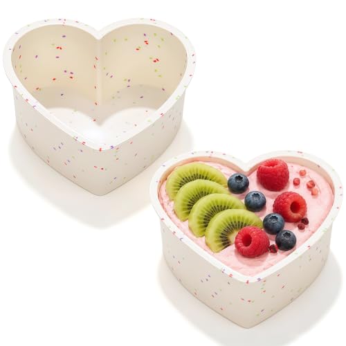 4 Inch Mini Heart Shaped Cake Pans for Baking, Cream, Set of 2 - color: Heart, size: 4 inch