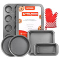 6-Piece Baking Pans Set, Nonstick Baking Set with Glove - size: 6pcs