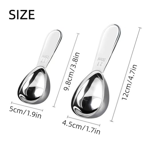 Coffee Spoons Stainless Steel Coffee Spoon Short Handle, 1 and 2 Tbsp Spoon - color: Silver Short